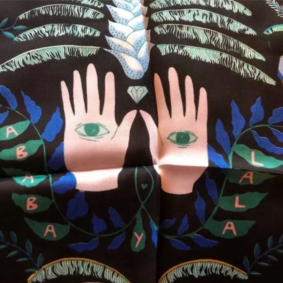 Healing Hamsa Hands Evil Eye Silk Scarf - Picture 5 of 5